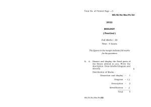 Meghalaya Board (MBOSE) Class 11 Biology (practical) 2022 Question Paper