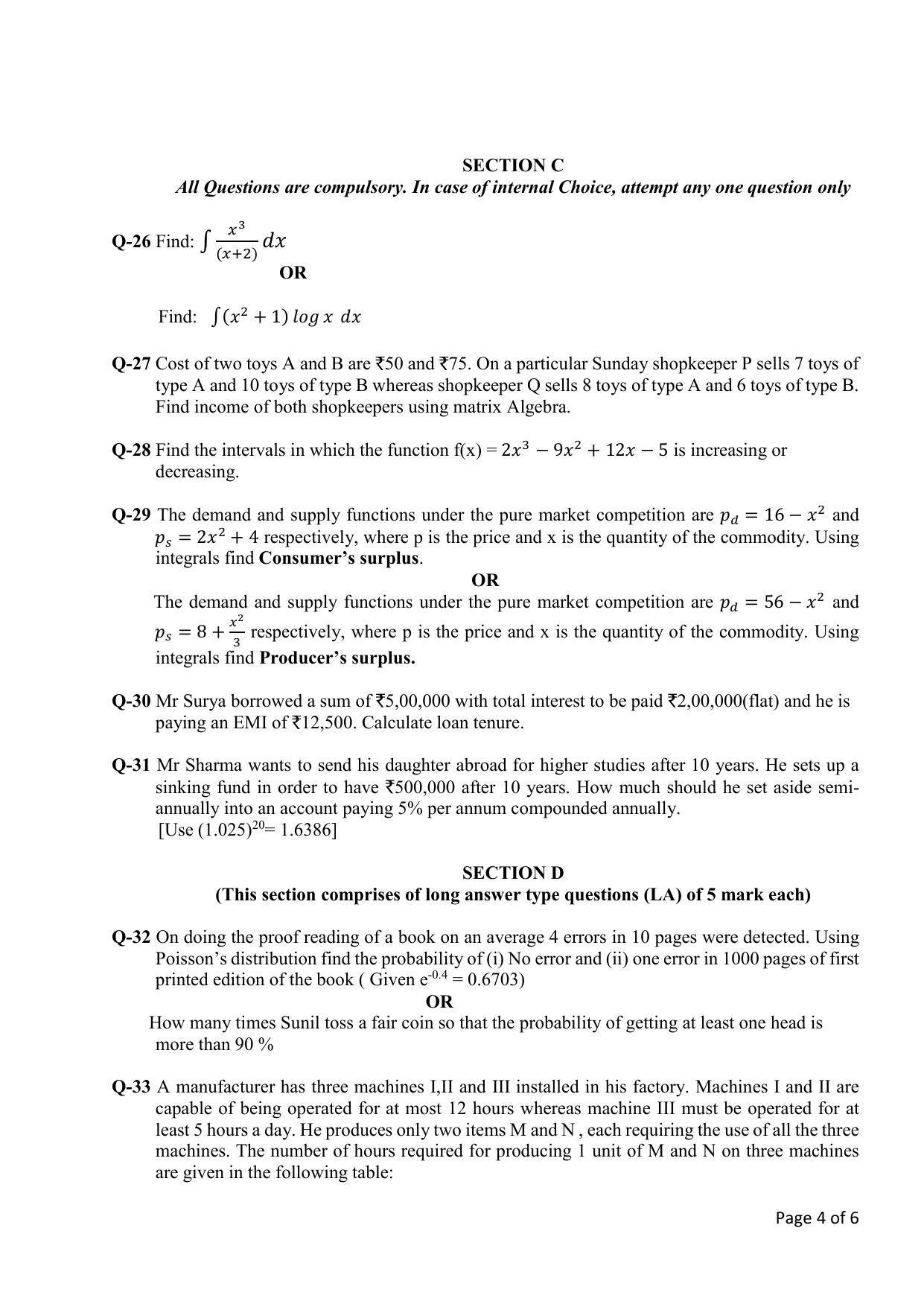 CBSE Class 12 Applied Mathematics Sample Paper 2024 - Page 4