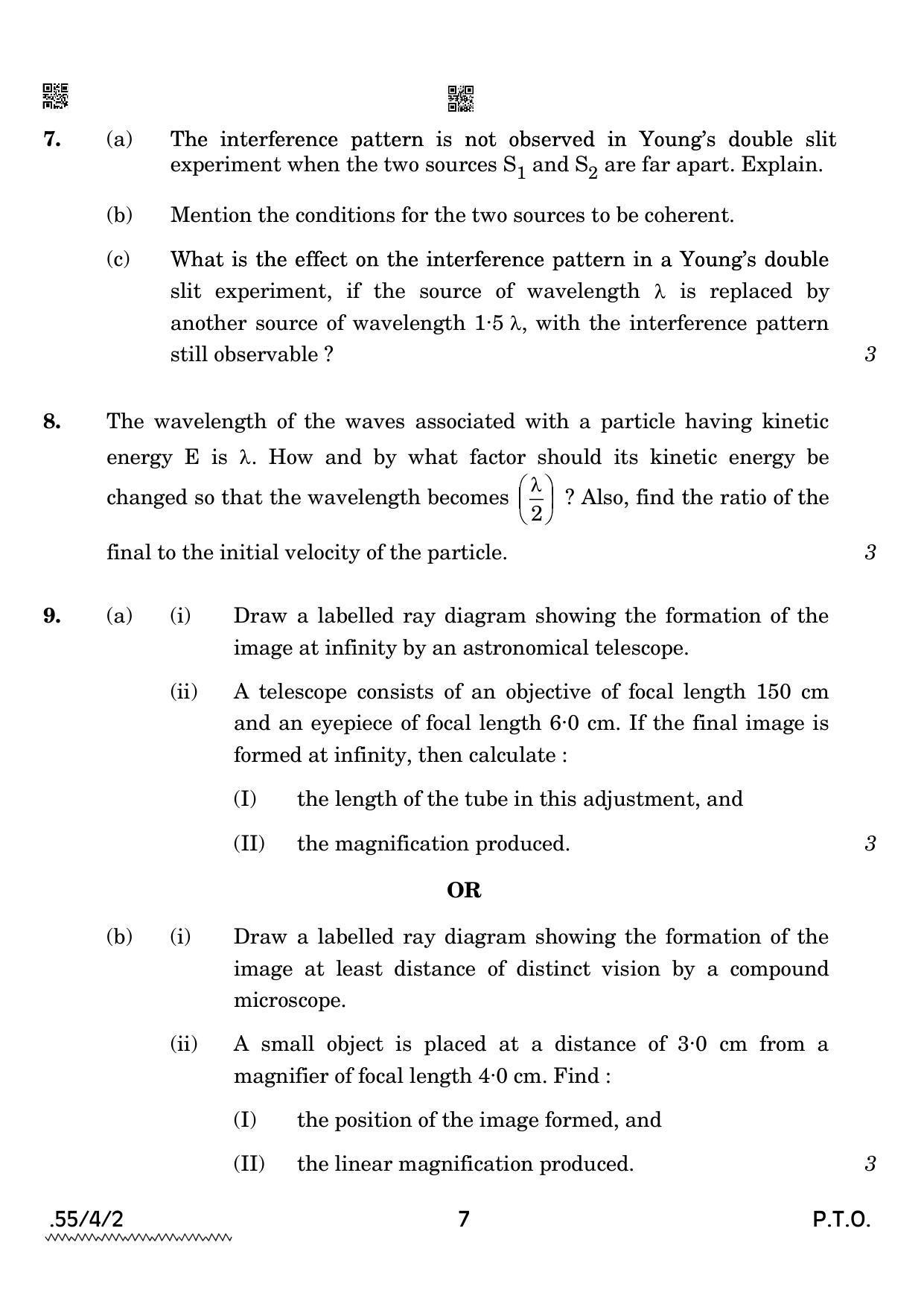 CBSE Class 12 55-4-2 Physics 2022 Question Paper - Page 7