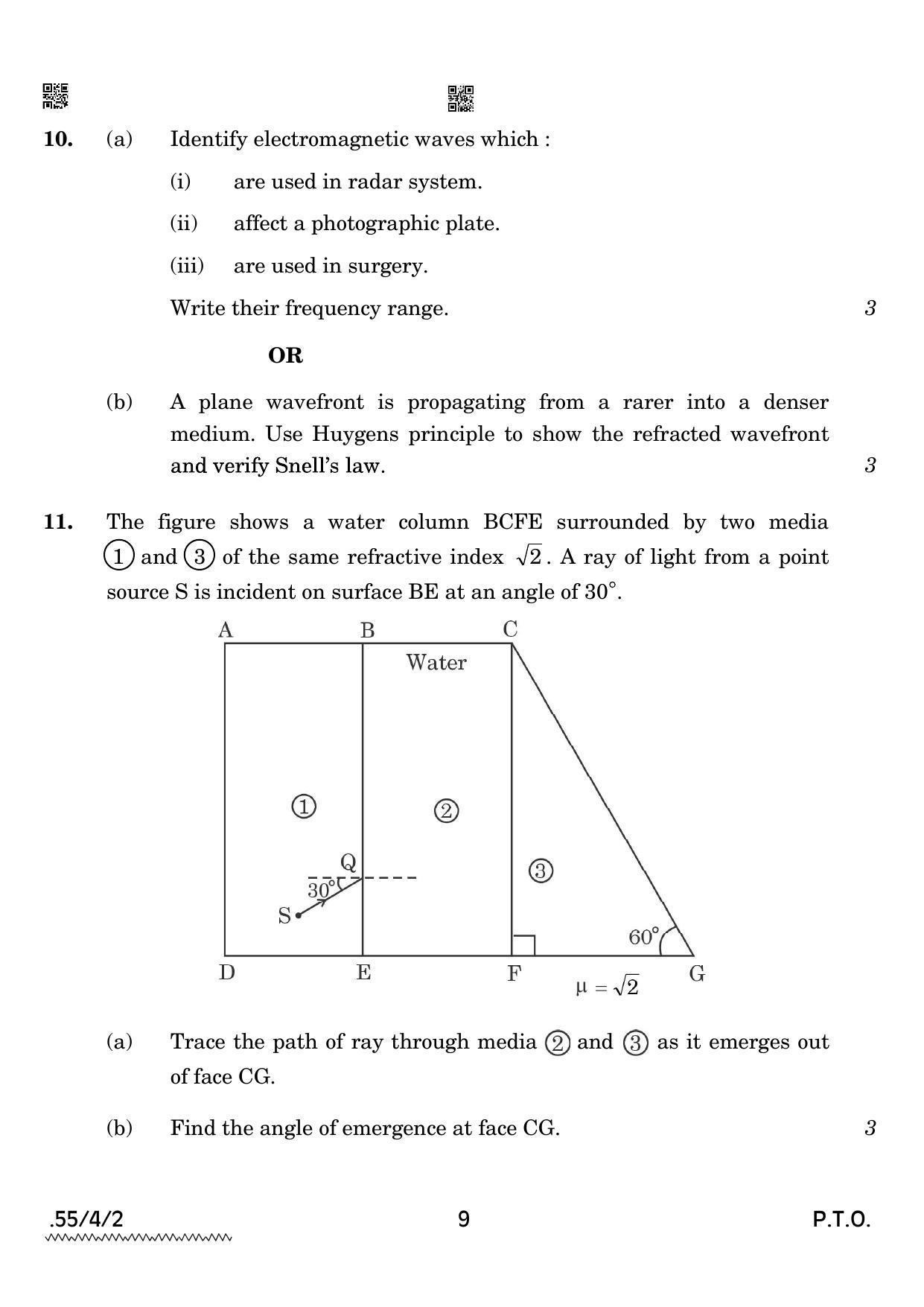 CBSE Class 12 55-4-2 Physics 2022 Question Paper - Page 9