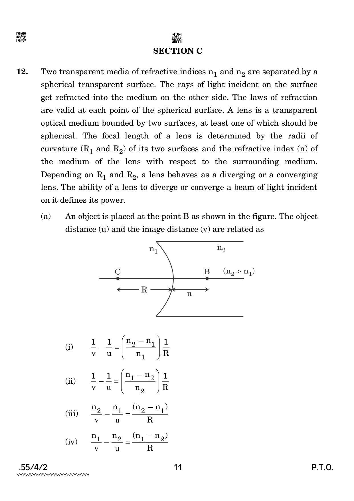 CBSE Class 12 55-4-2 Physics 2022 Question Paper - Page 11