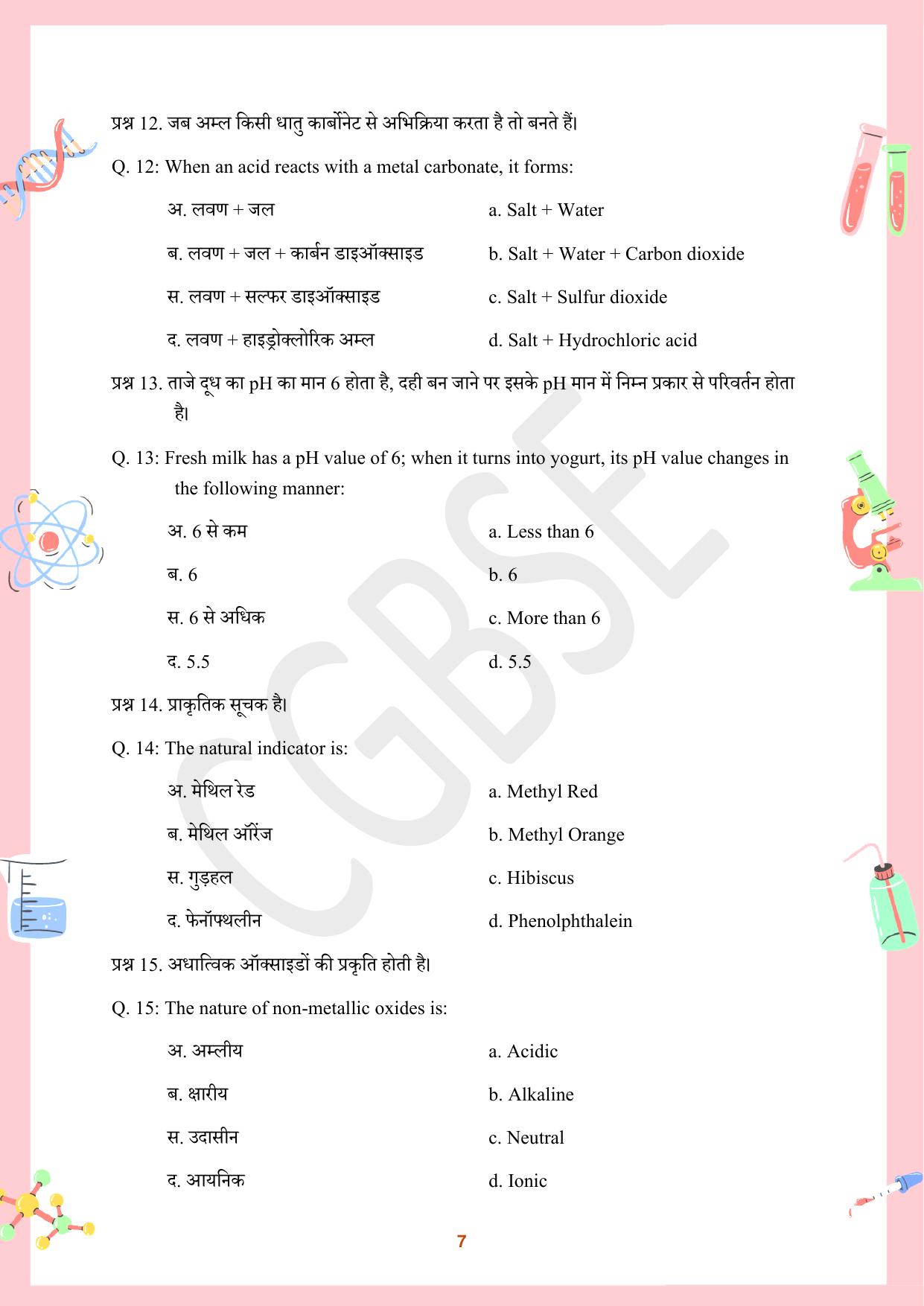 CGBSE Board Class 10 Science विज्ञान  2023-2024 Question Bank - Page 7