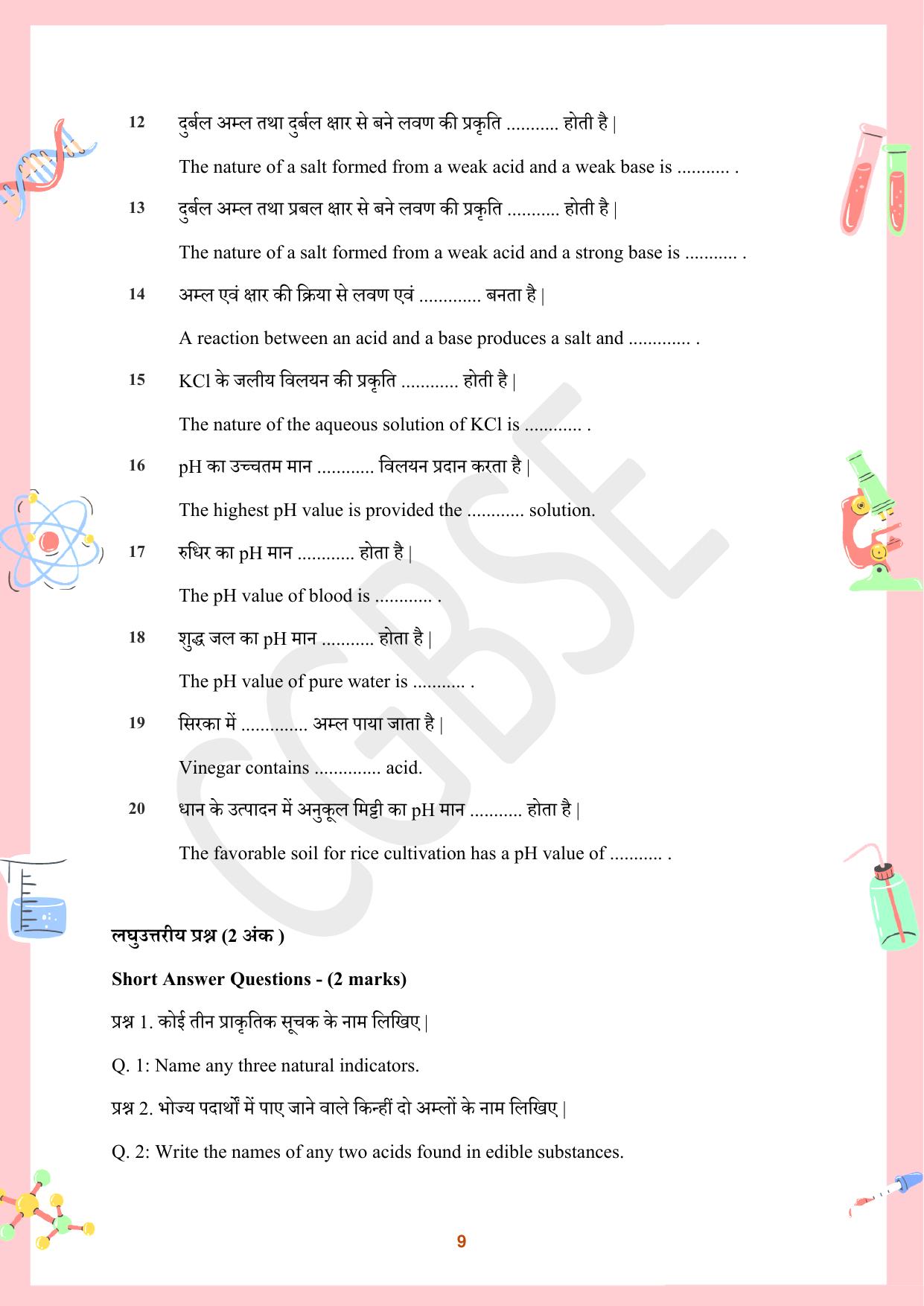 CGBSE Board Class 10 Science विज्ञान  2023-2024 Question Bank - Page 9