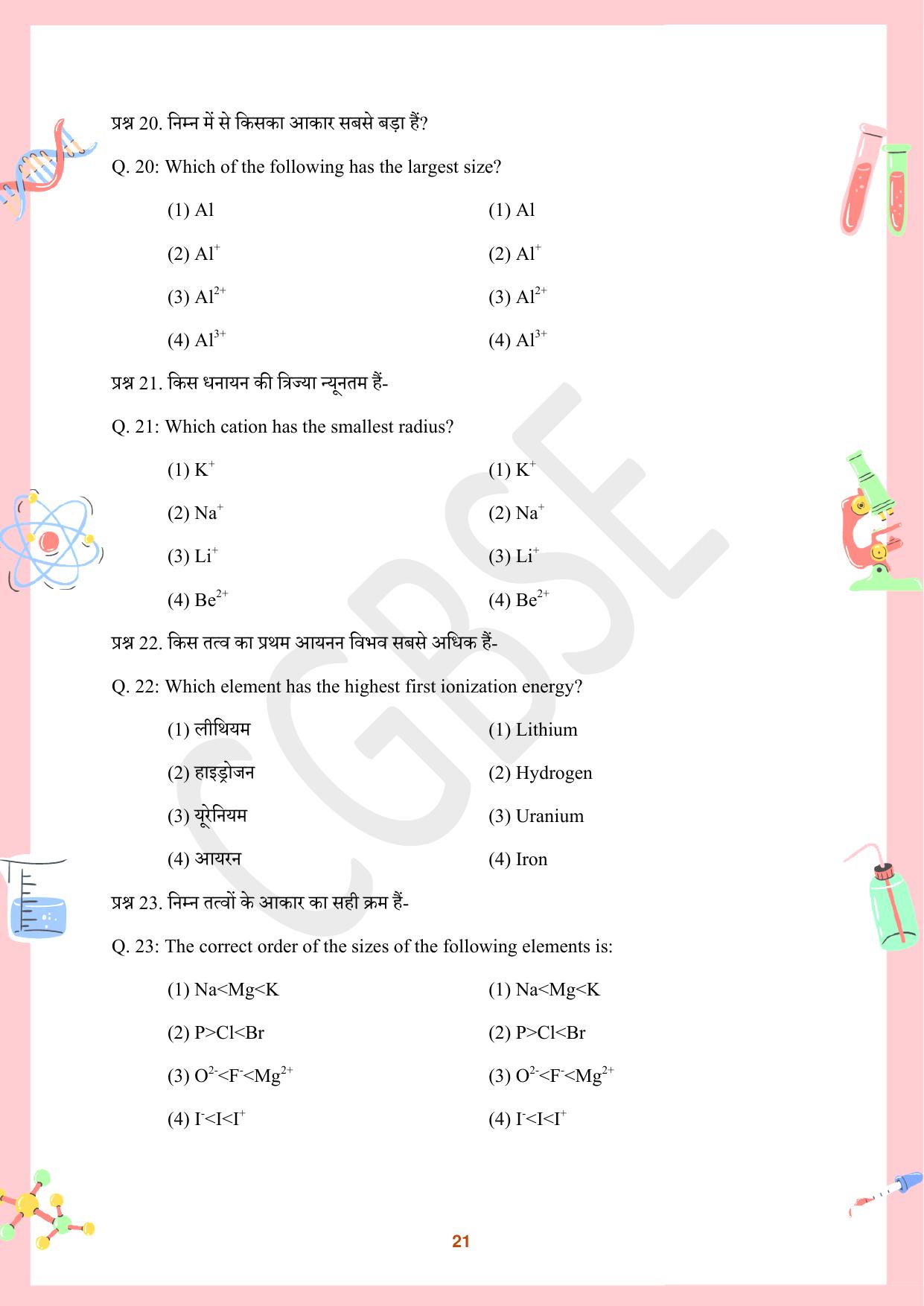 CGBSE Board Class 10 Science विज्ञान  2023-2024 Question Bank - Page 21