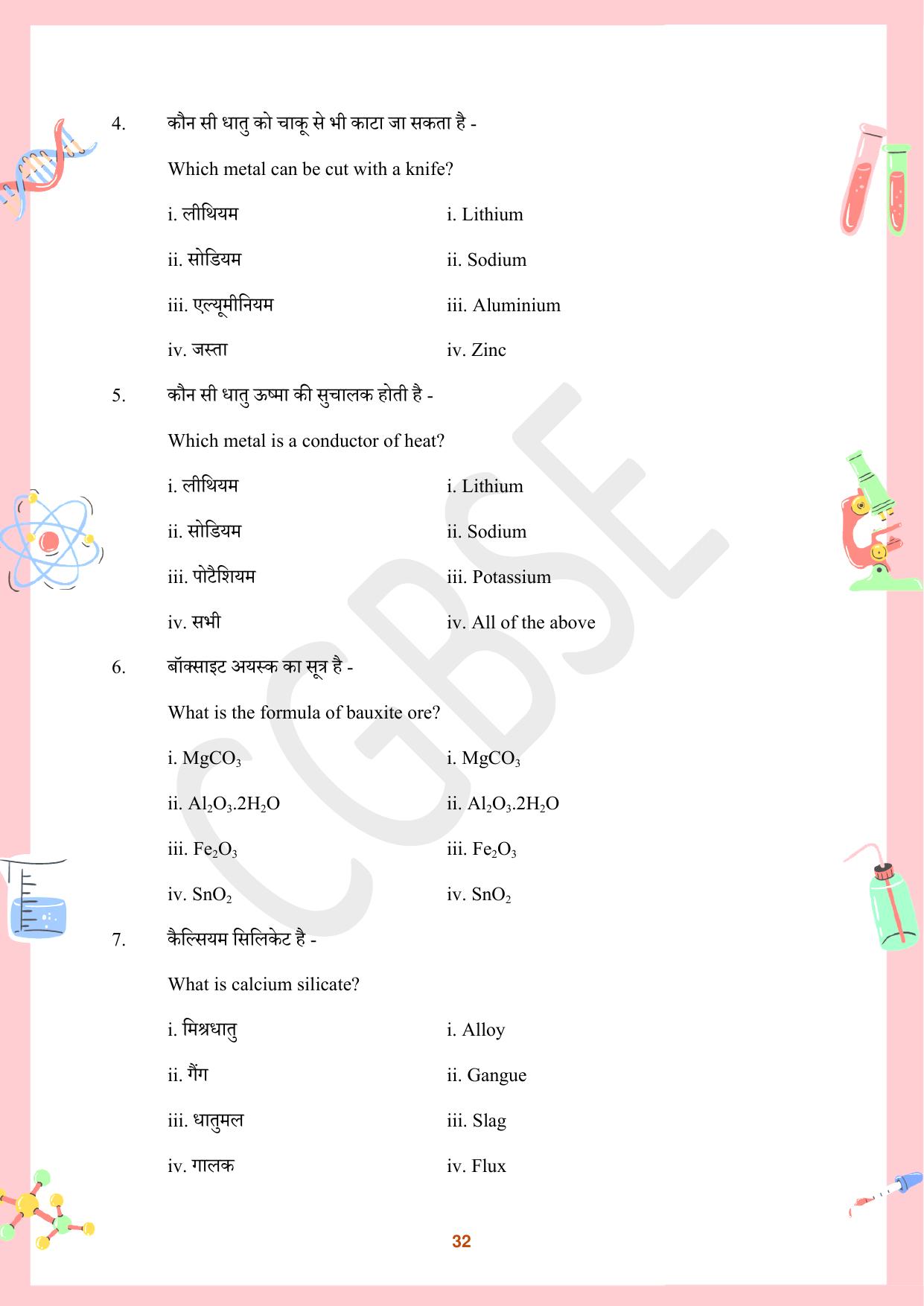 CGBSE Board Class 10 Science विज्ञान  2023-2024 Question Bank - Page 32