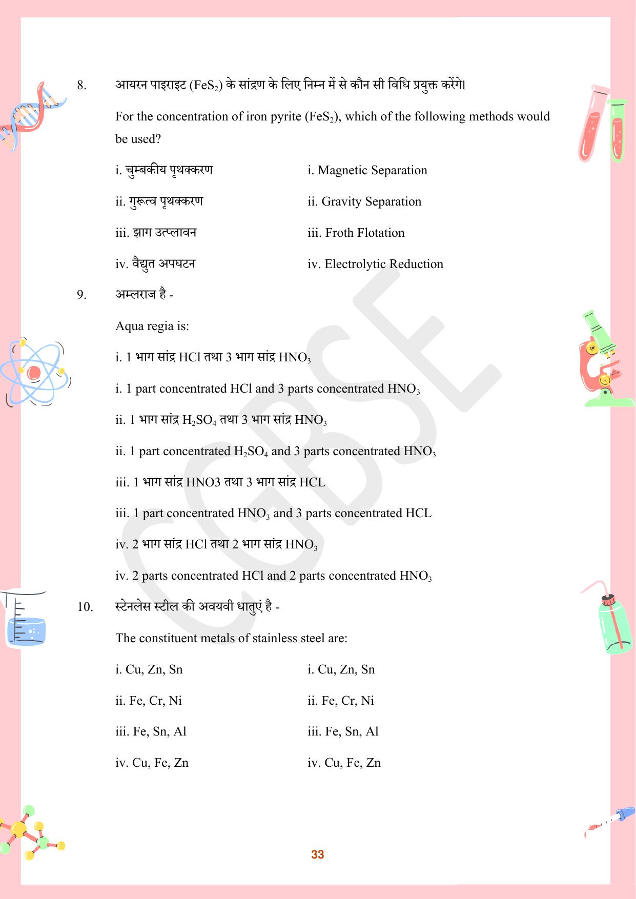 CGBSE Board Class 10 Science विज्ञान  2023-2024 Question Bank - Page 33