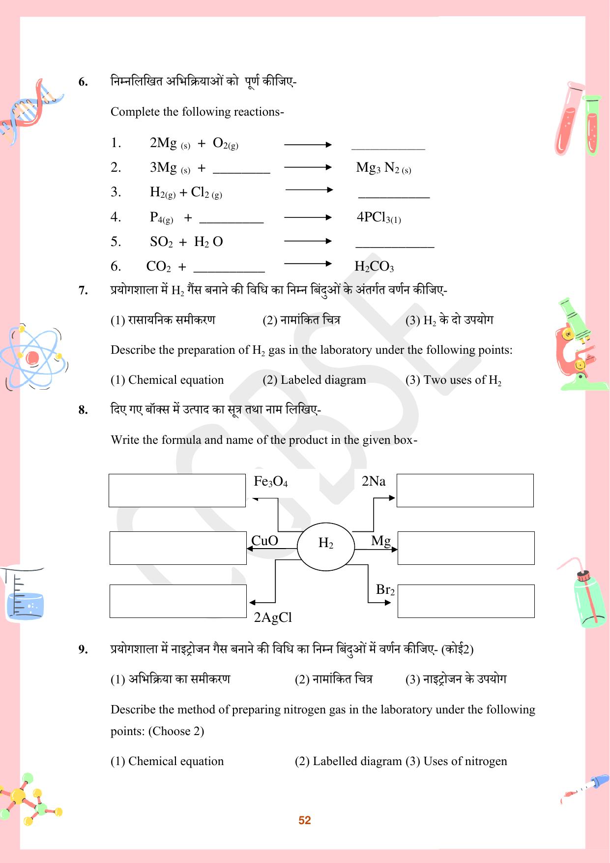 CGBSE Board Class 10 Science विज्ञान  2023-2024 Question Bank - Page 52