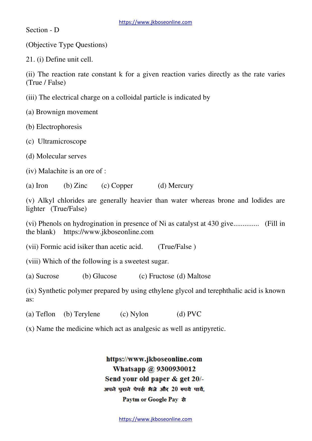 JKBOSE Class 12 Chemistry Question Papers 2013 (81018-P) - Page 3