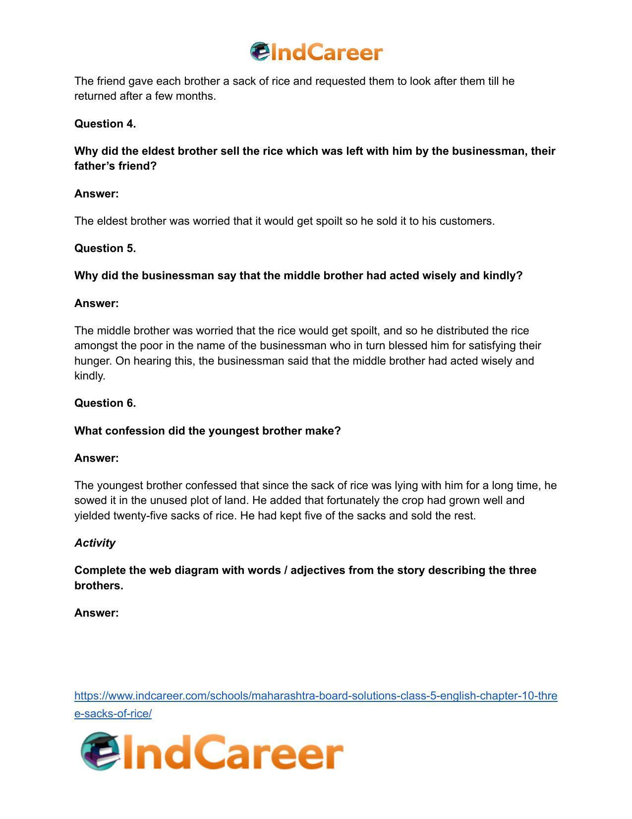 Maharashtra Board Solutions Class 5-English: Chapter 10- Three Sacks of Rice - Page 8