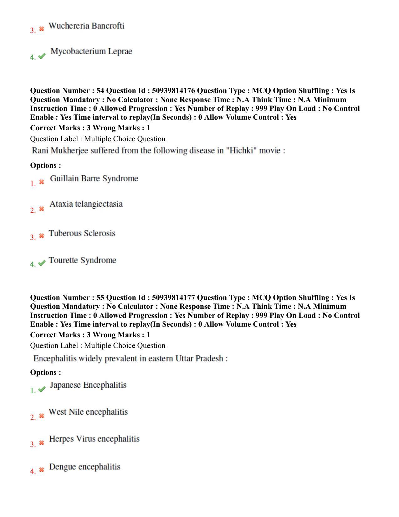 BHU RET Neurology 2020 Question Paper - Page 34