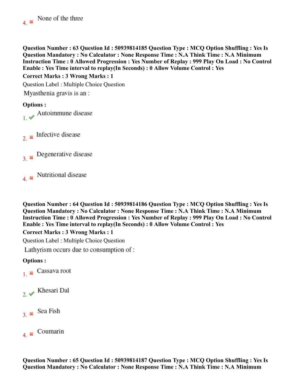 BHU RET Neurology 2020 Question Paper - Page 38