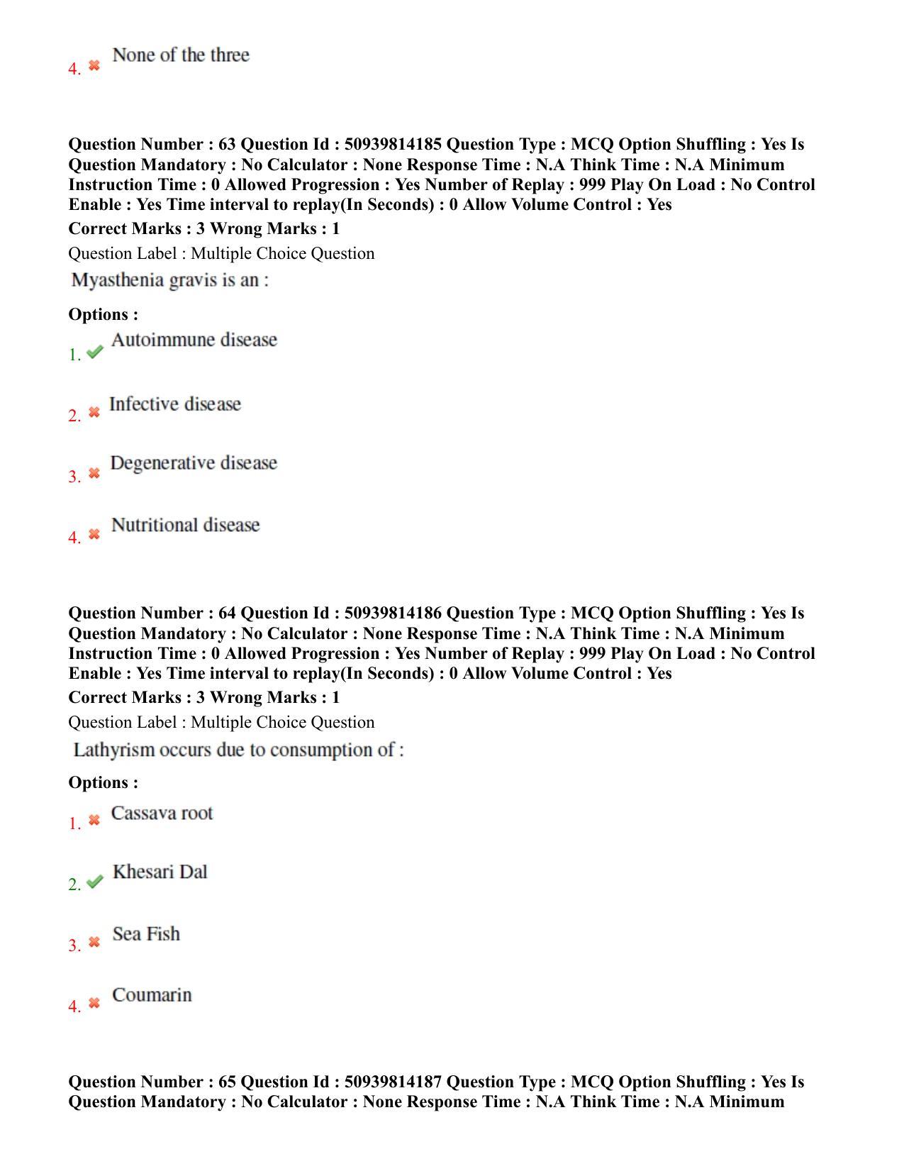 BHU RET Neurology 2020 Question Paper  - Page 38