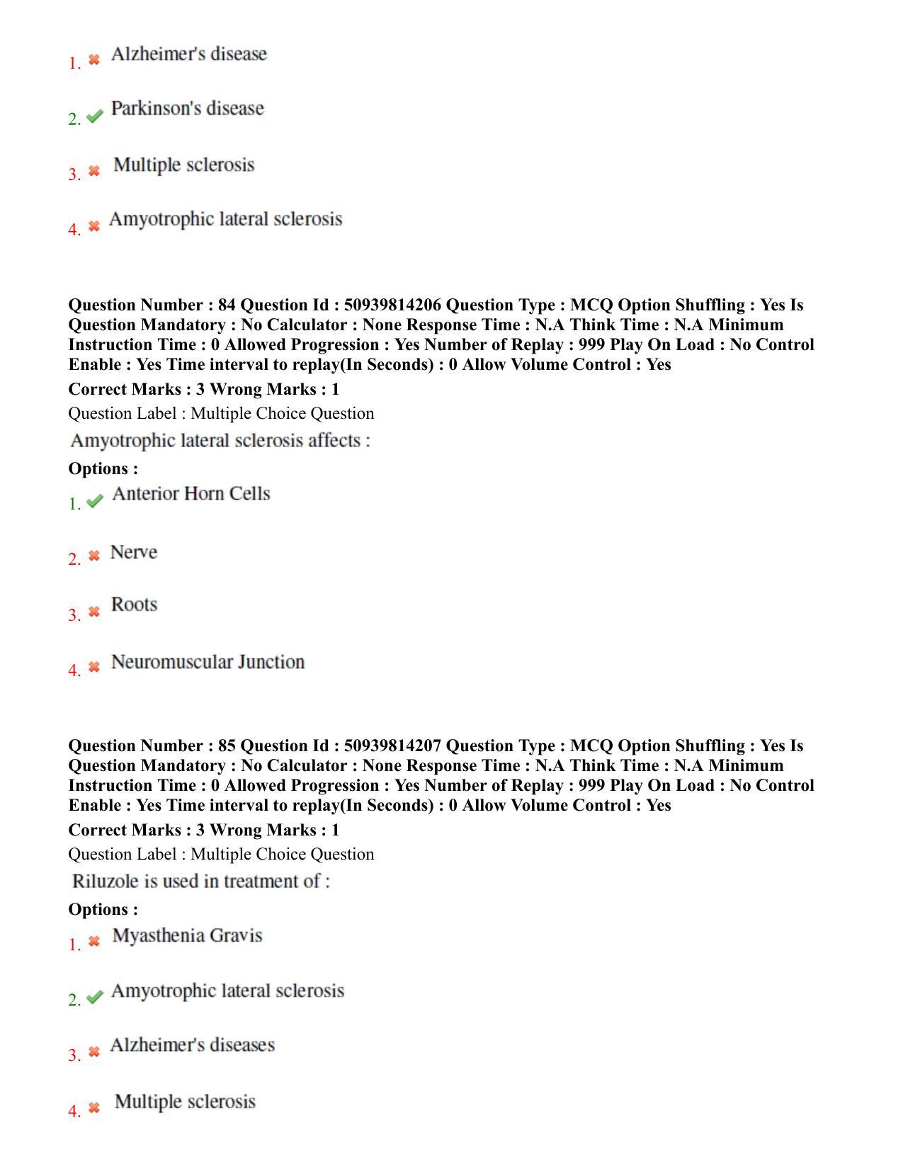 BHU RET Neurology 2020 Question Paper - Page 47