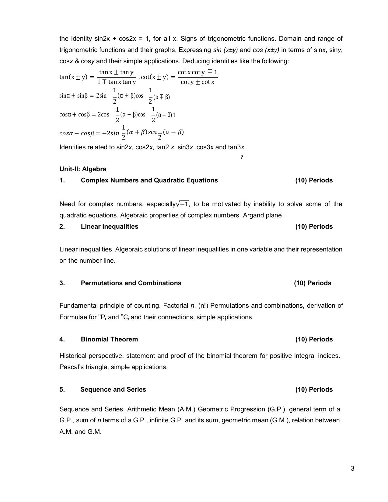 CHSE Odisha Class 12 Syllabus for Mathematics - Page 3