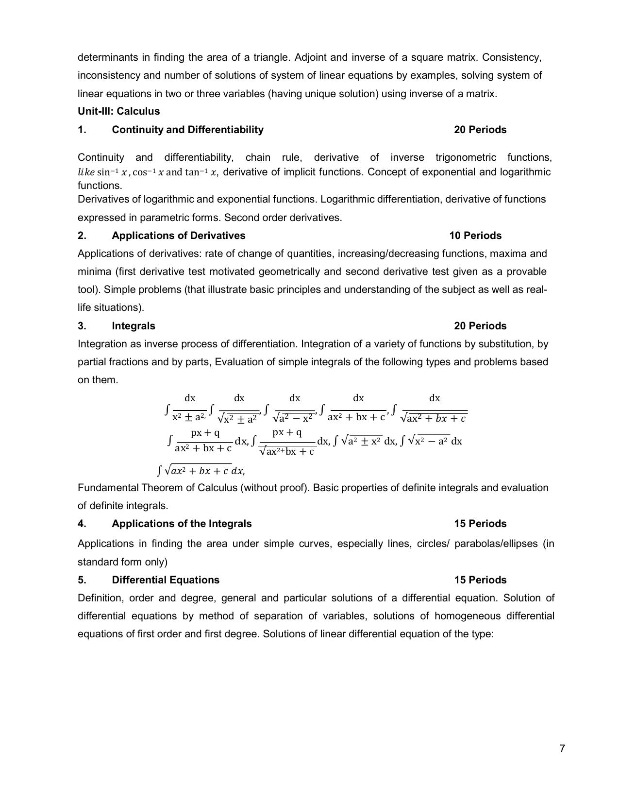 CHSE Odisha Class 12 Syllabus for Mathematics - Page 7