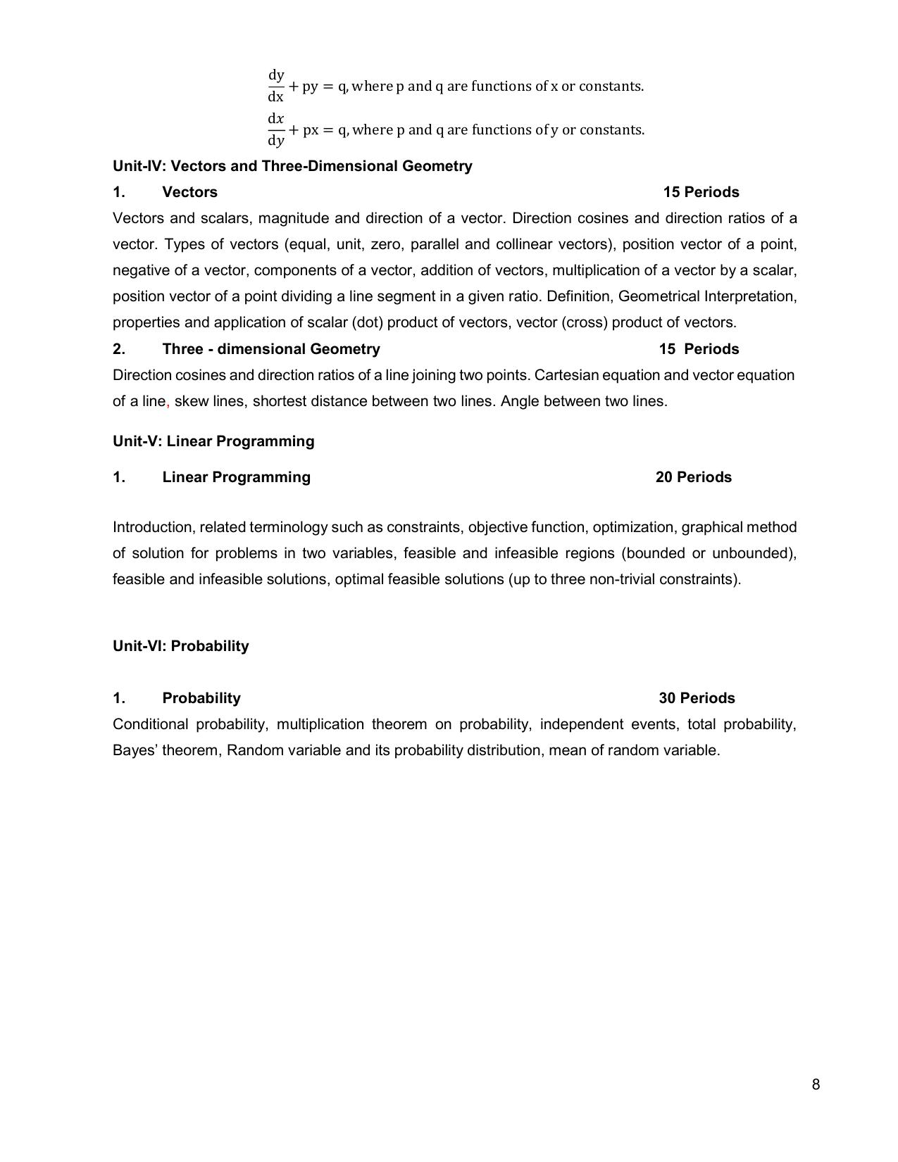 CHSE Odisha Class 12 Syllabus for Mathematics - Page 8