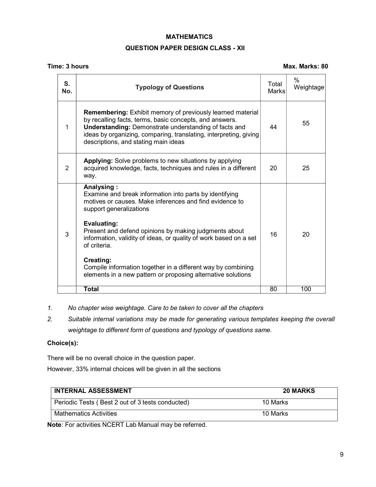 CHSE Odisha Class 12 Syllabus for Mathematics - Page 9