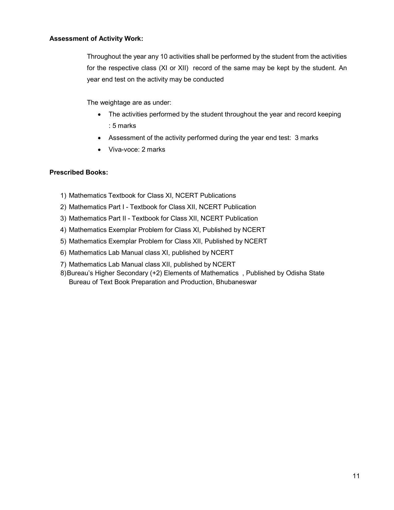 CHSE Odisha Class 12 Syllabus for Mathematics - Page 11