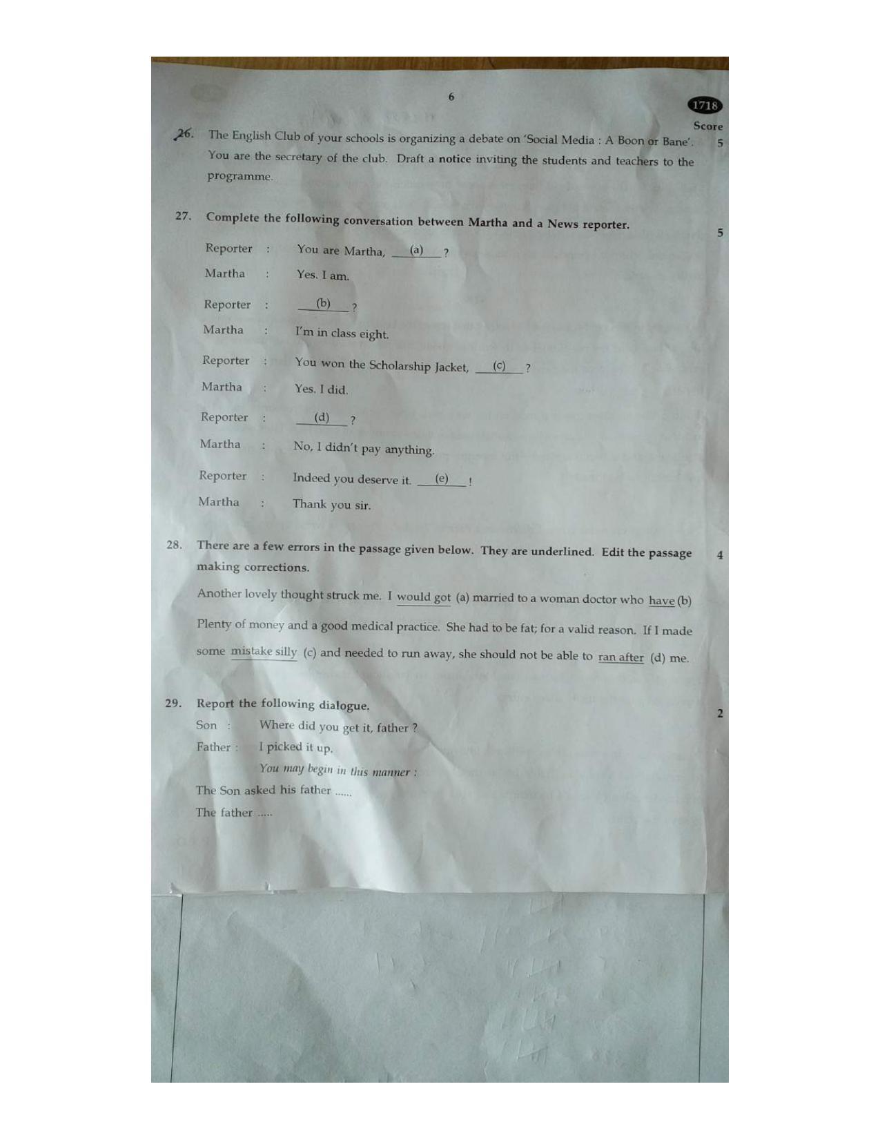 Kerala SSLC 2017 English Question Paper - Page 6