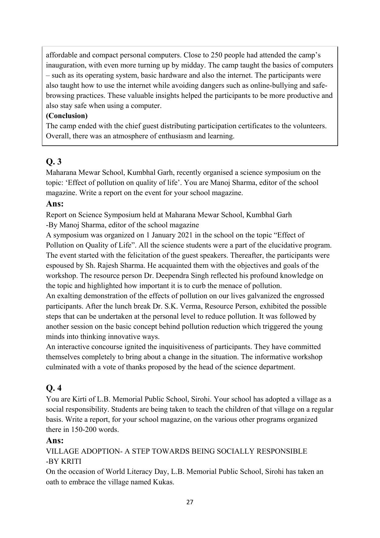 RBSE 2023 Class 12 English Question Bank - Page 43