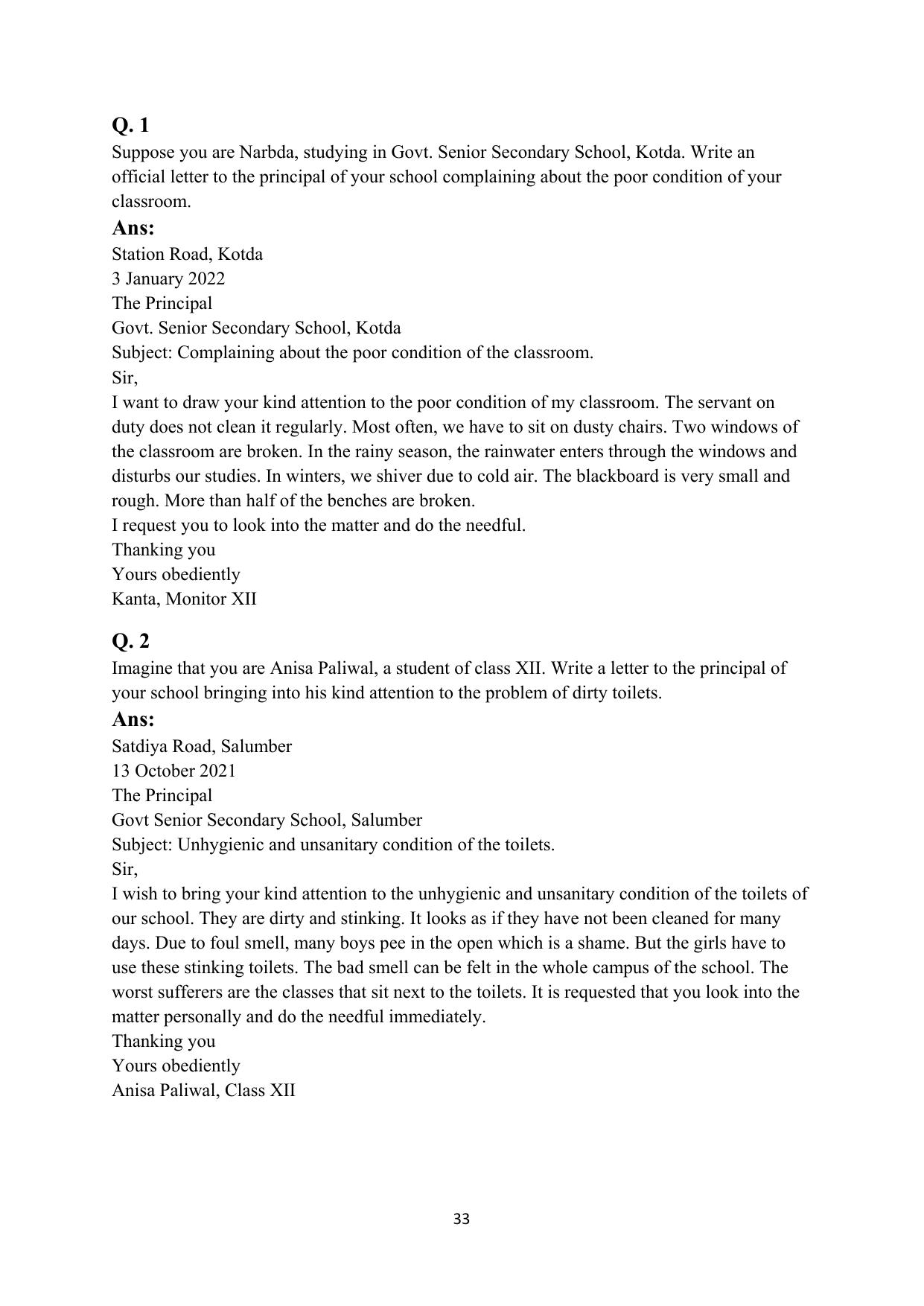 RBSE 2023 Class 12 English Question Bank - Page 49