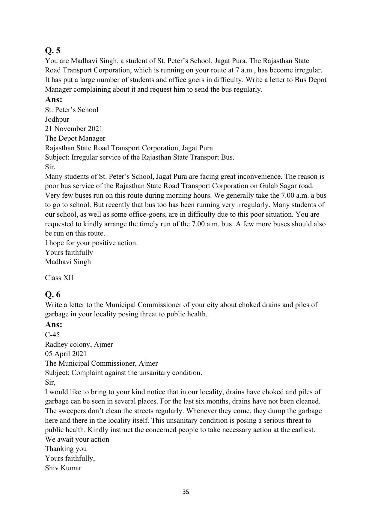 RBSE 2023 Class 12 English Question Bank - Page 51