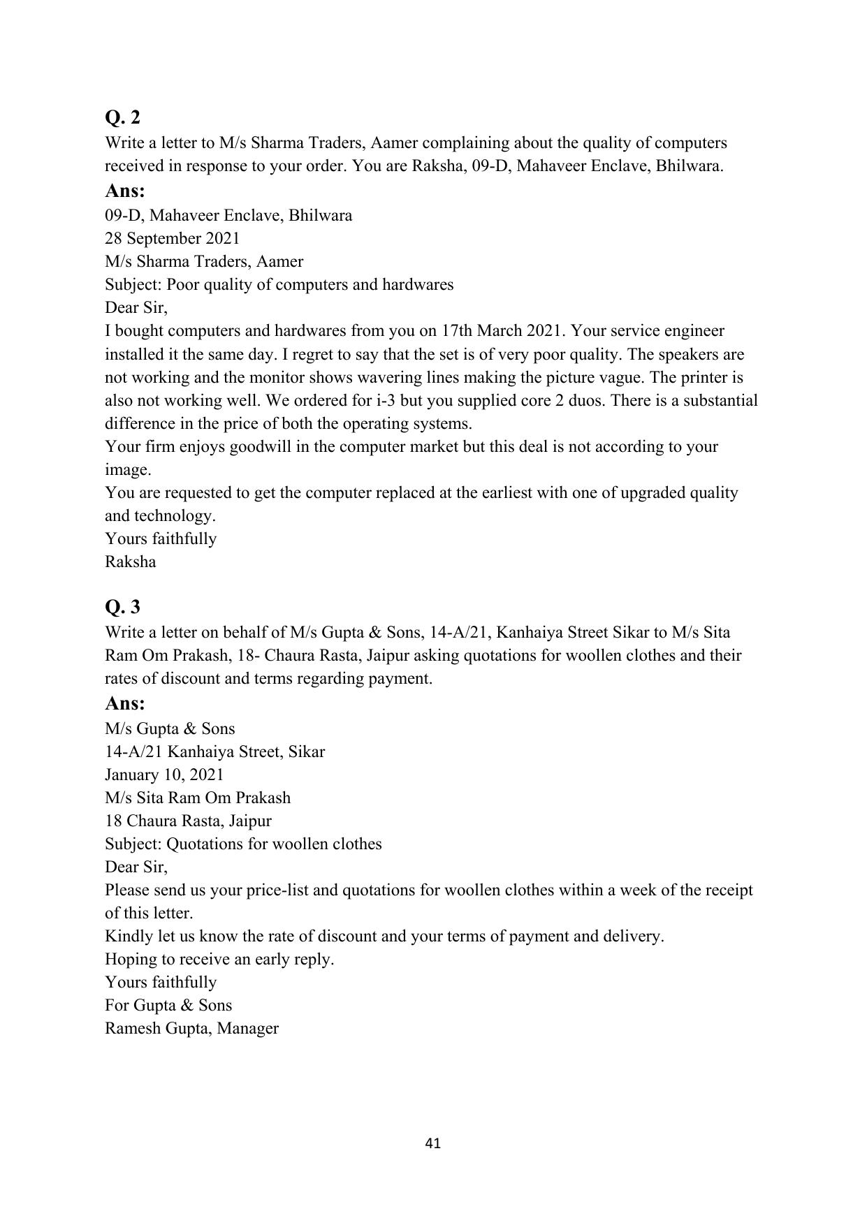 RBSE 2023 Class 12 English Question Bank - Page 57