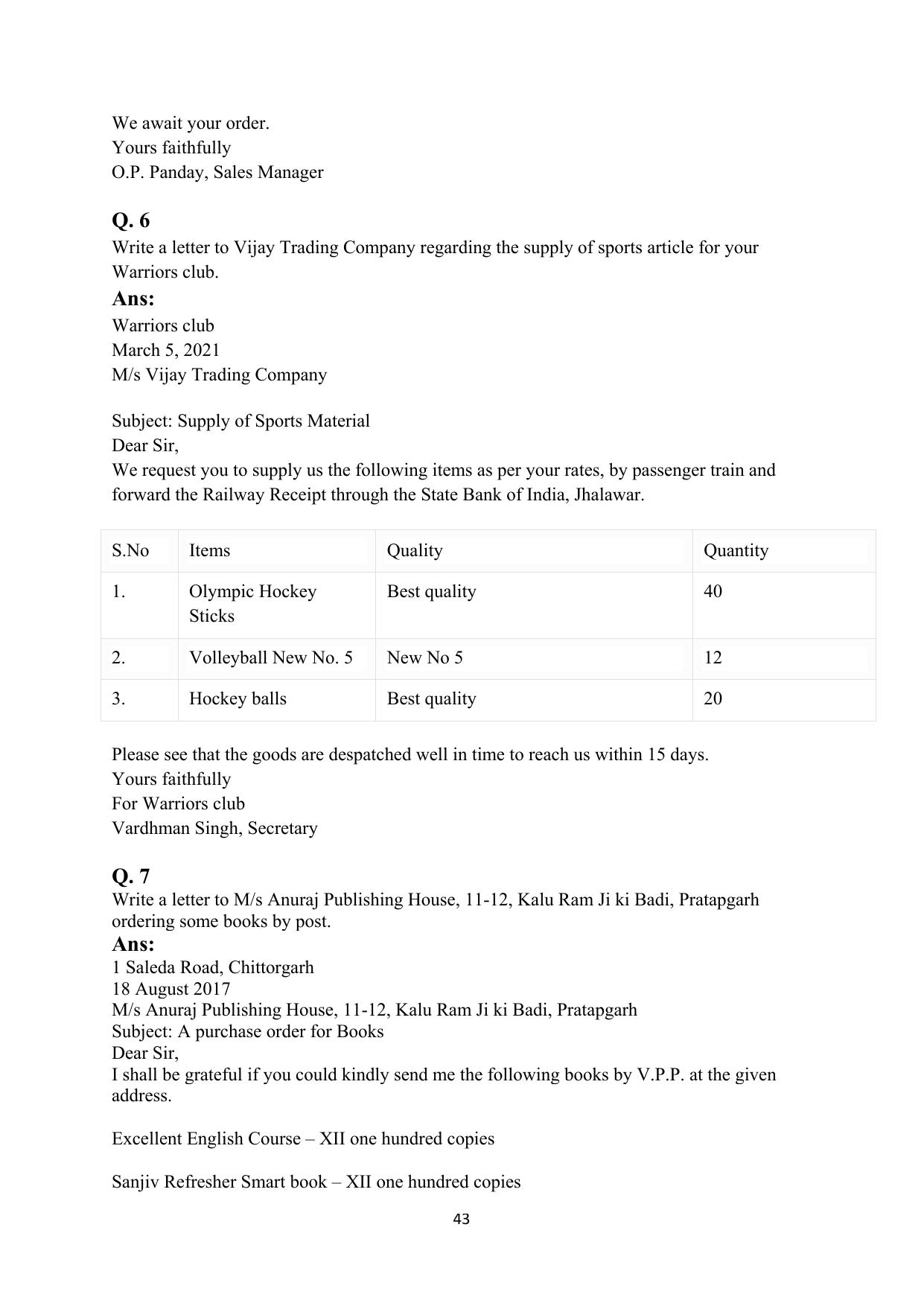 RBSE 2023 Class 12 English Question Bank - Page 59