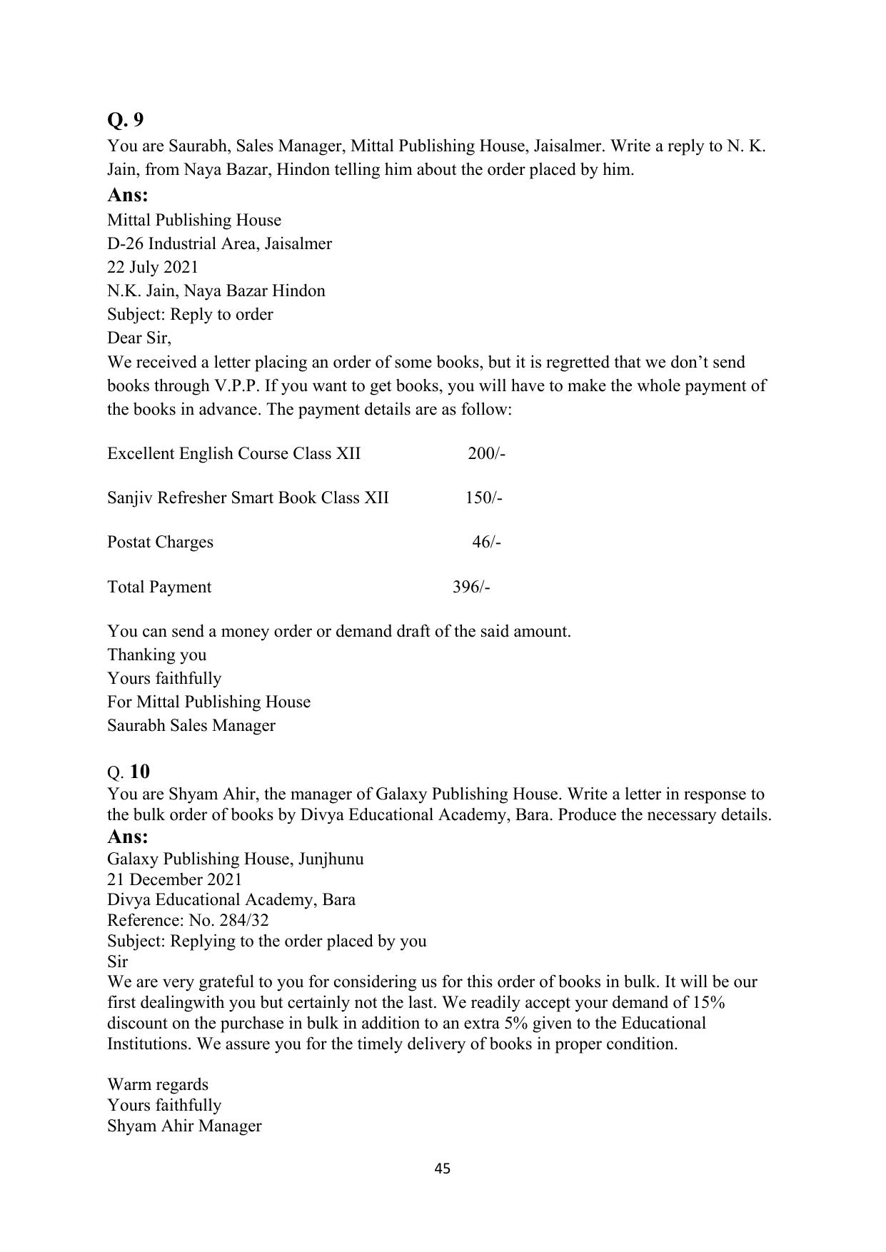 RBSE 2023 Class 12 English Question Bank - Page 61