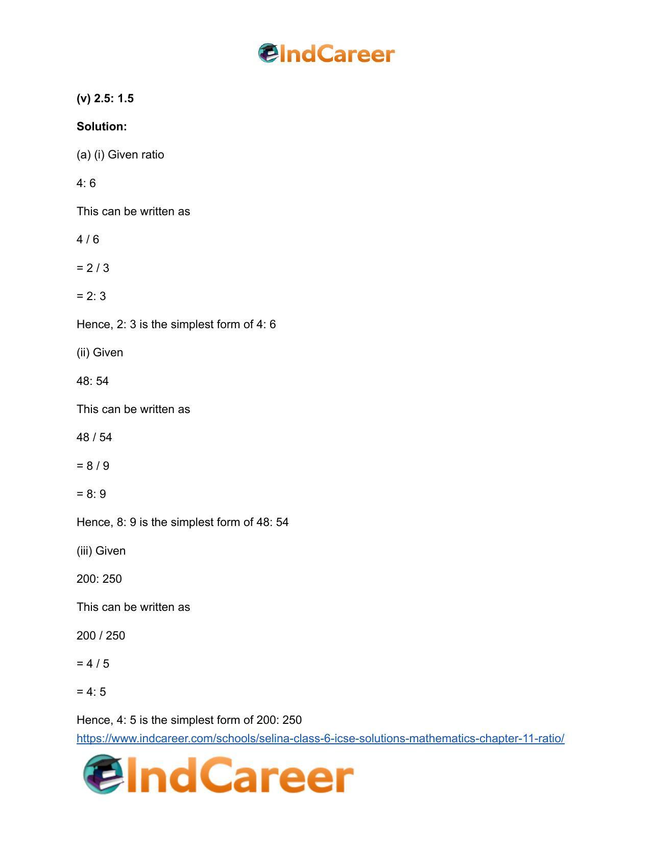 Selina Class 6 ICSE Solutions Mathematics : Chapter 11- Ratio - Page 3