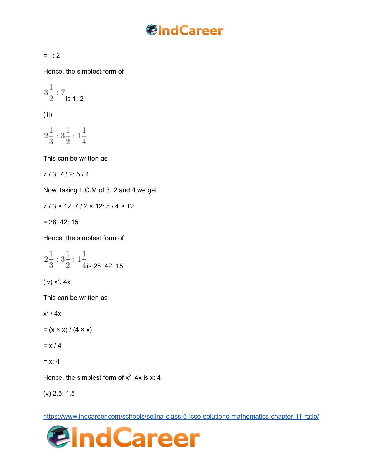 Selina Class 6 ICSE Solutions Mathematics : Chapter 11- Ratio - Page 7