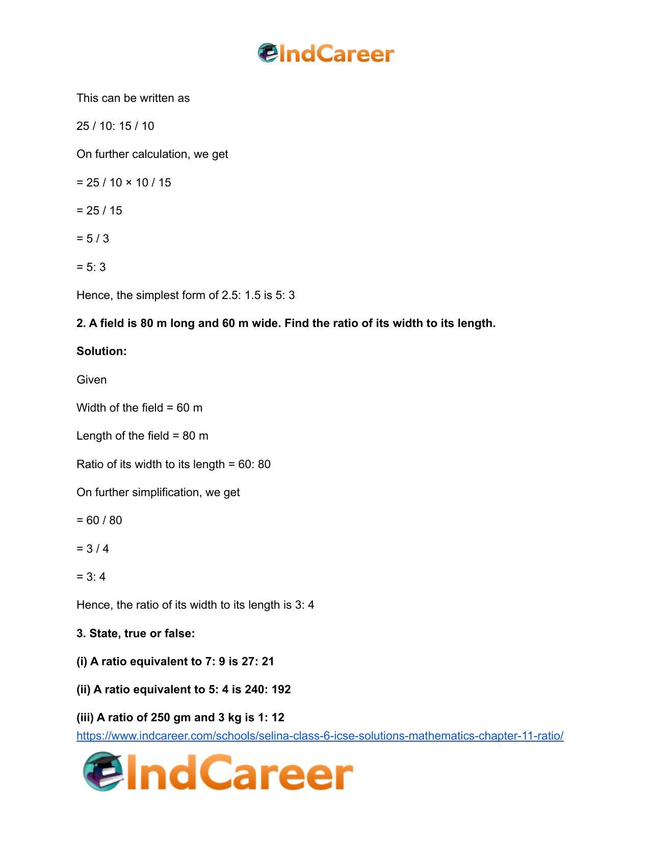 Selina Class 6 ICSE Solutions Mathematics : Chapter 11- Ratio - Page 8