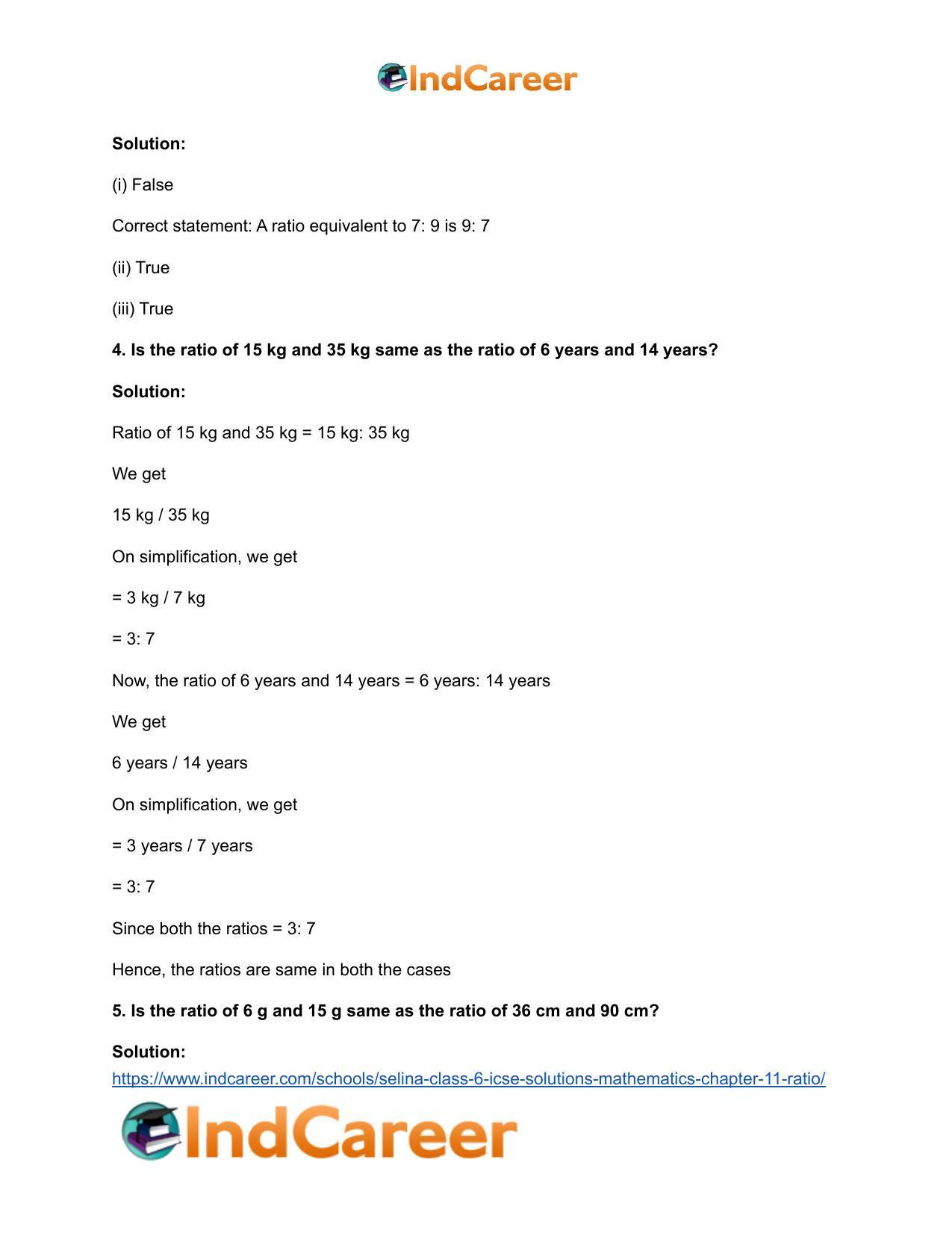 Selina Class 6 ICSE Solutions Mathematics : Chapter 11- Ratio - Page 9