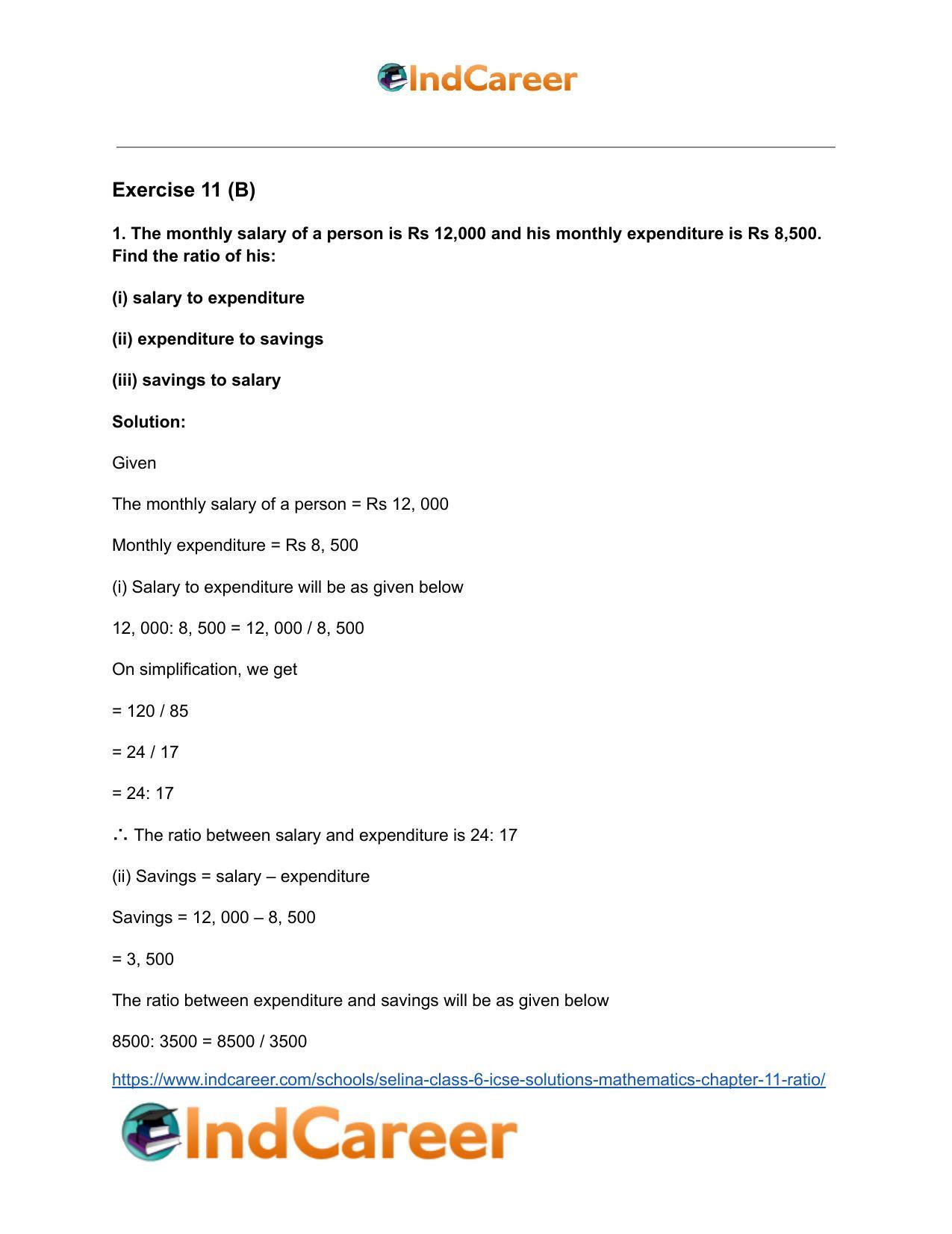 Selina Class 6 ICSE Solutions Mathematics : Chapter 11- Ratio - Page 12