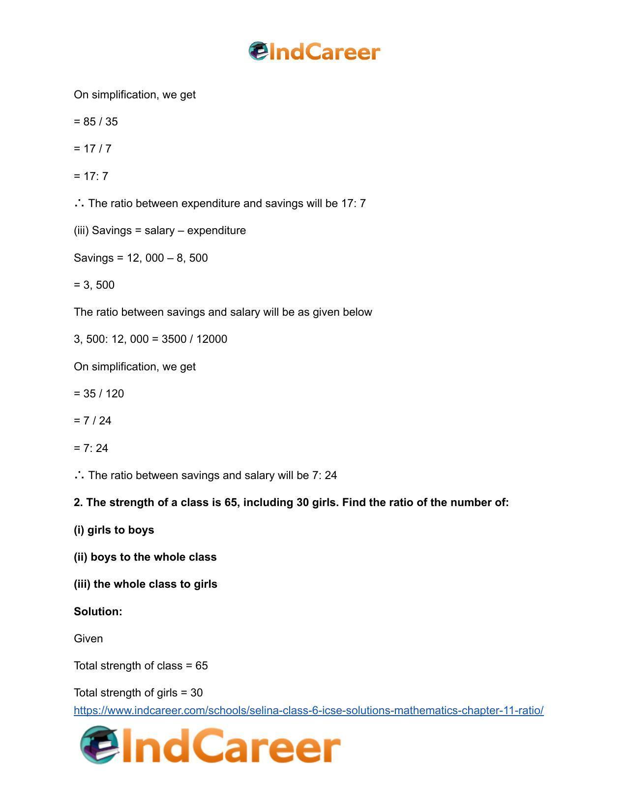 Selina Class 6 ICSE Solutions Mathematics : Chapter 11- Ratio - Page 13