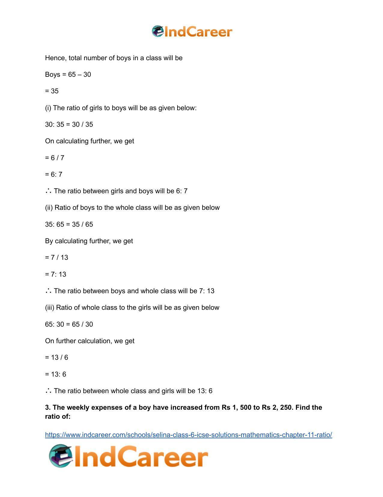 Selina Class 6 ICSE Solutions Mathematics : Chapter 11- Ratio - Page 14