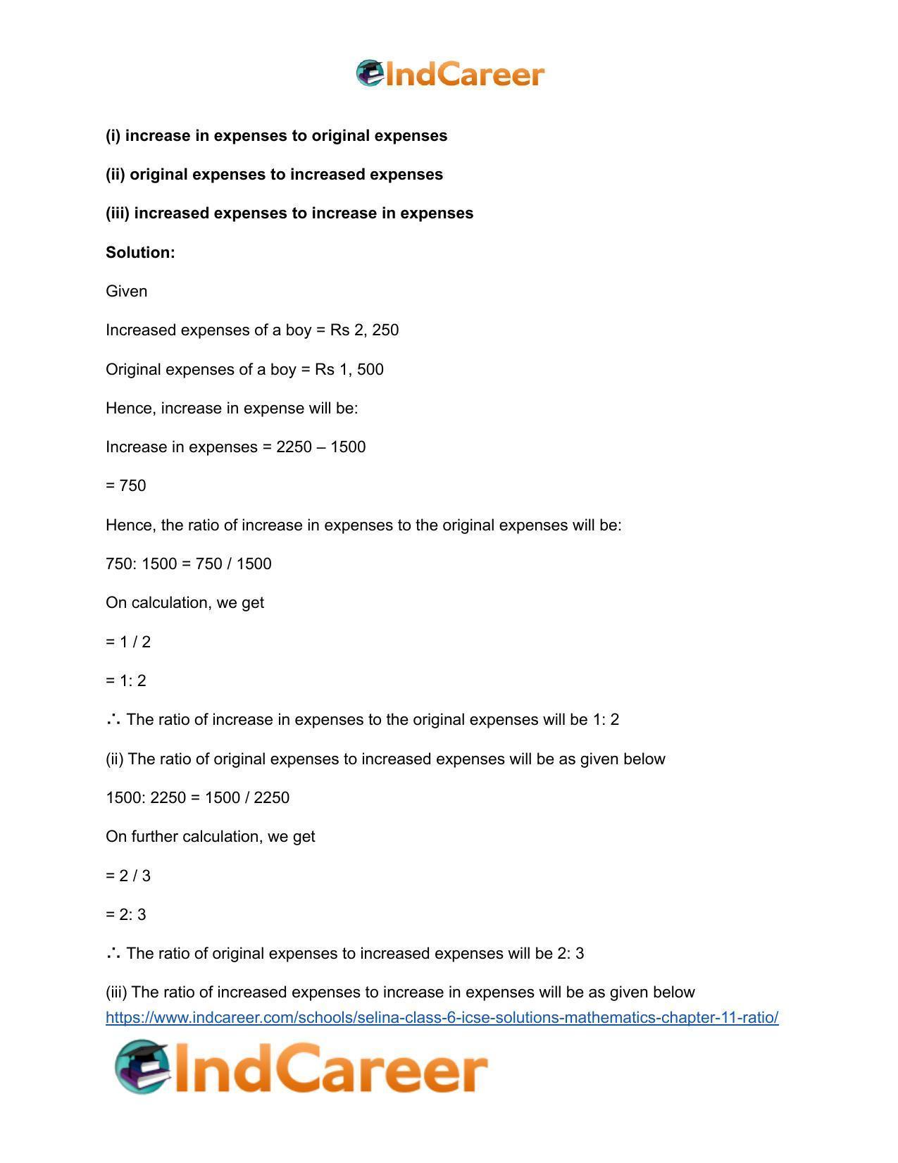 Selina Class 6 ICSE Solutions Mathematics : Chapter 11- Ratio - Page 15