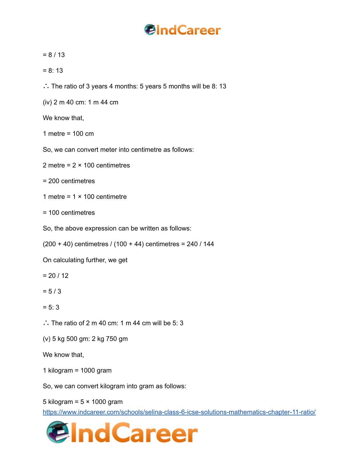 Selina Class 6 ICSE Solutions Mathematics : Chapter 11- Ratio - Page 18