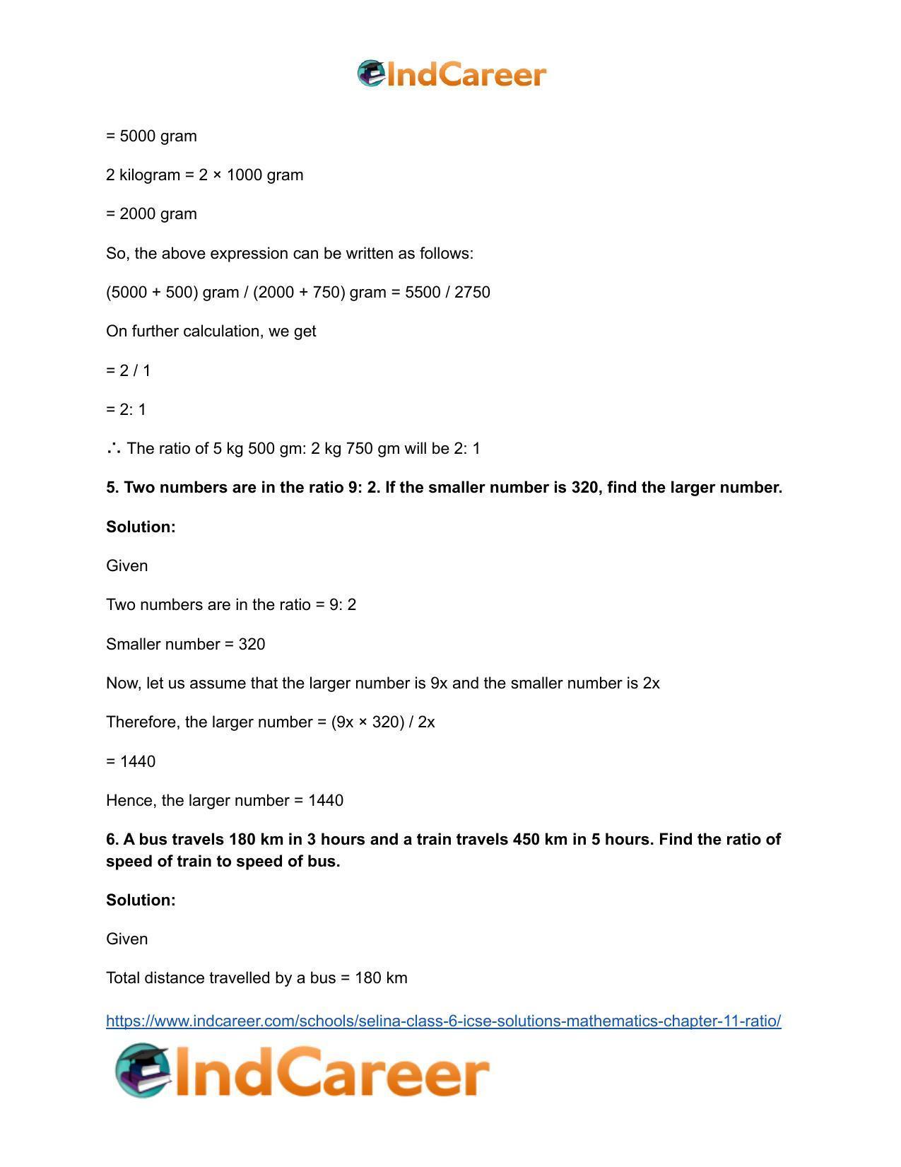 Selina Class 6 ICSE Solutions Mathematics : Chapter 11- Ratio - Page 19