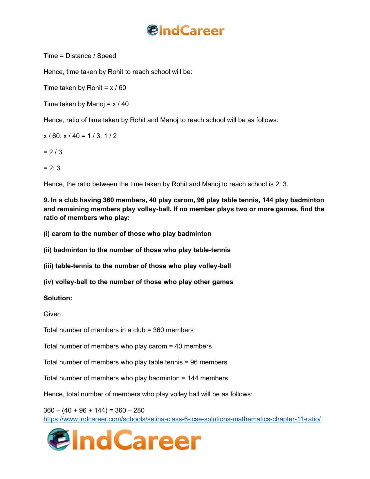 Selina Class 6 ICSE Solutions Mathematics : Chapter 11- Ratio - Page 22