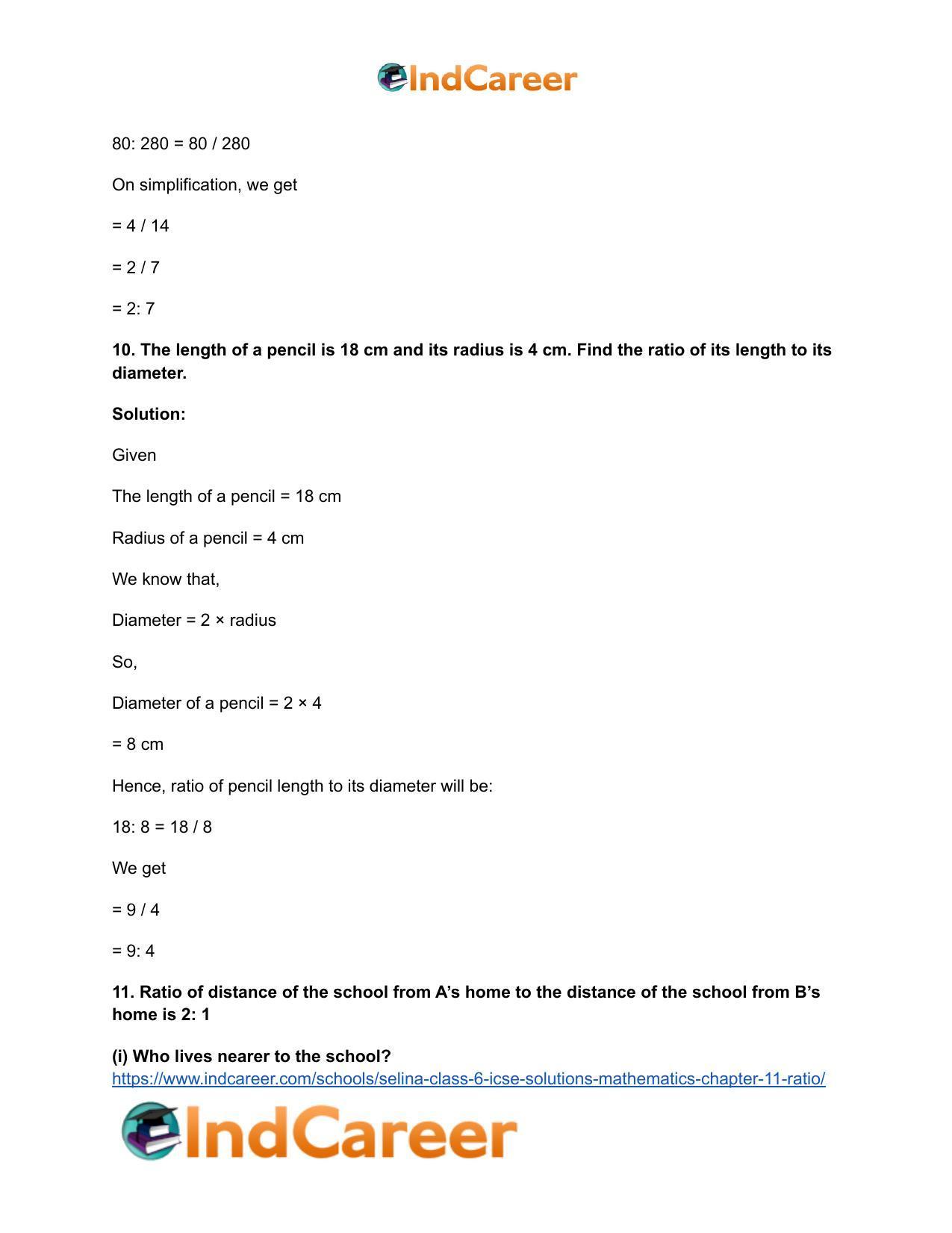 Selina Class 6 ICSE Solutions Mathematics : Chapter 11- Ratio - Page 24