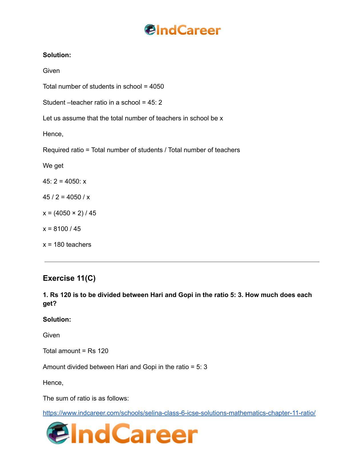 Selina Class 6 ICSE Solutions Mathematics : Chapter 11- Ratio - Page 26
