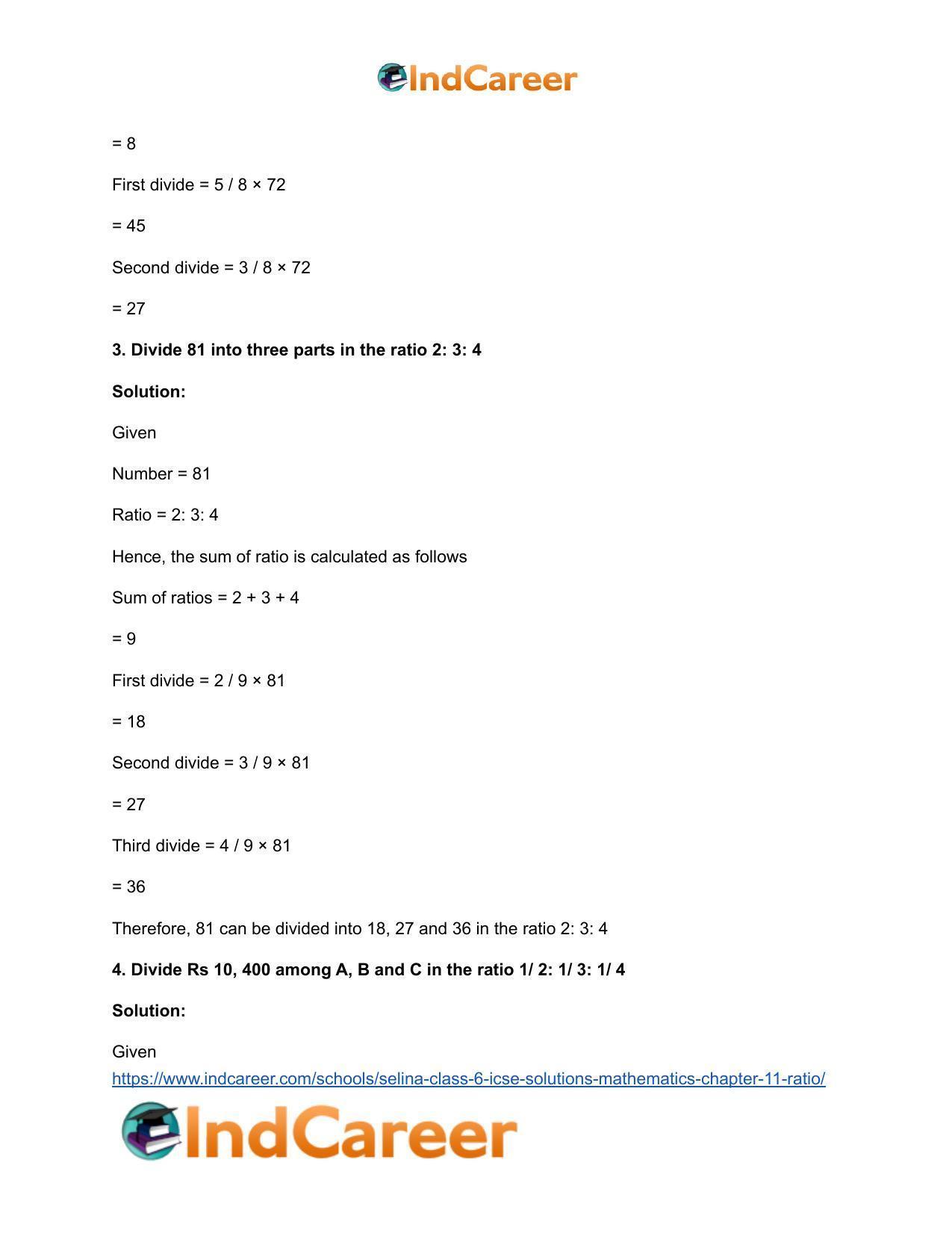 Selina Class 6 ICSE Solutions Mathematics : Chapter 11- Ratio - Page 28