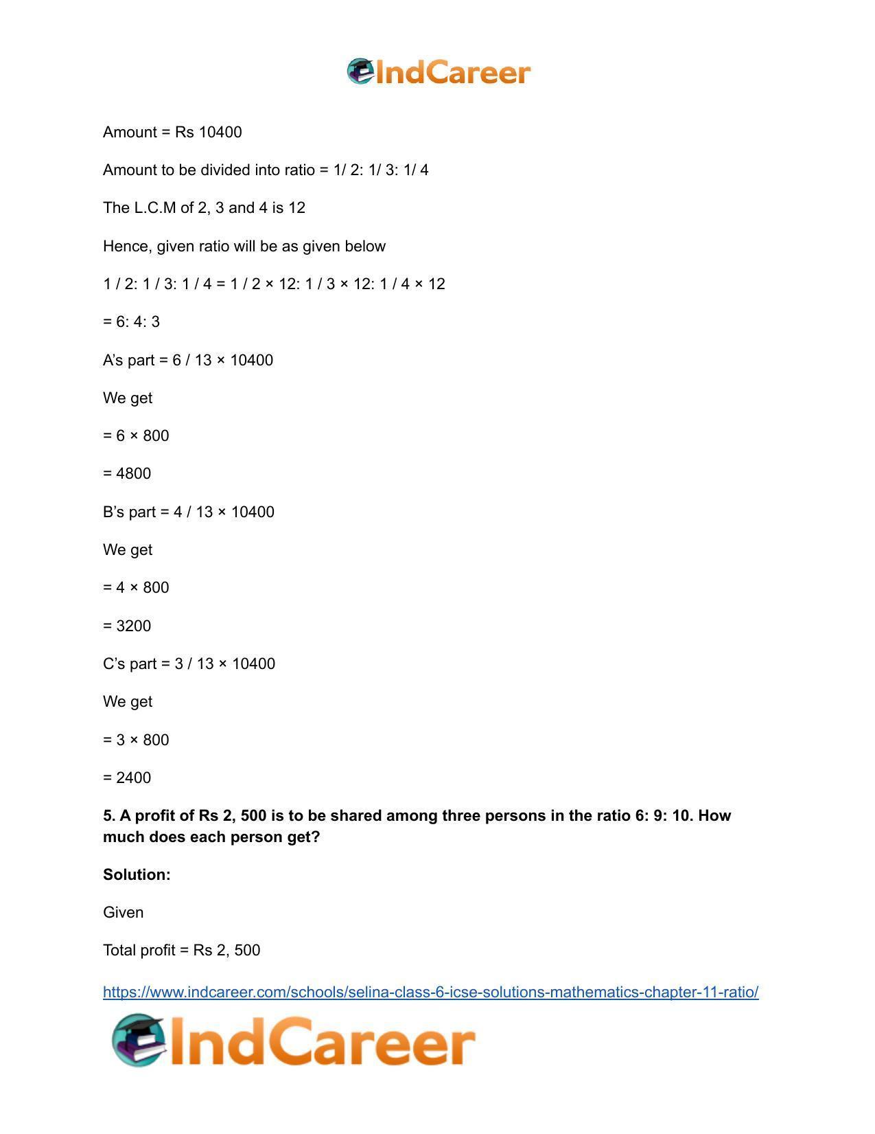 Selina Class 6 ICSE Solutions Mathematics : Chapter 11- Ratio - Page 29