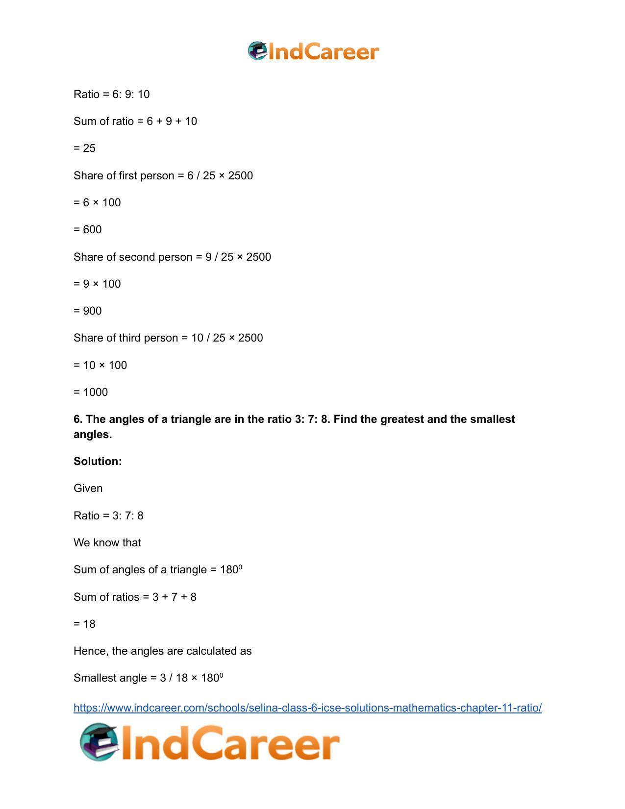 Selina Class 6 ICSE Solutions Mathematics : Chapter 11- Ratio - Page 30