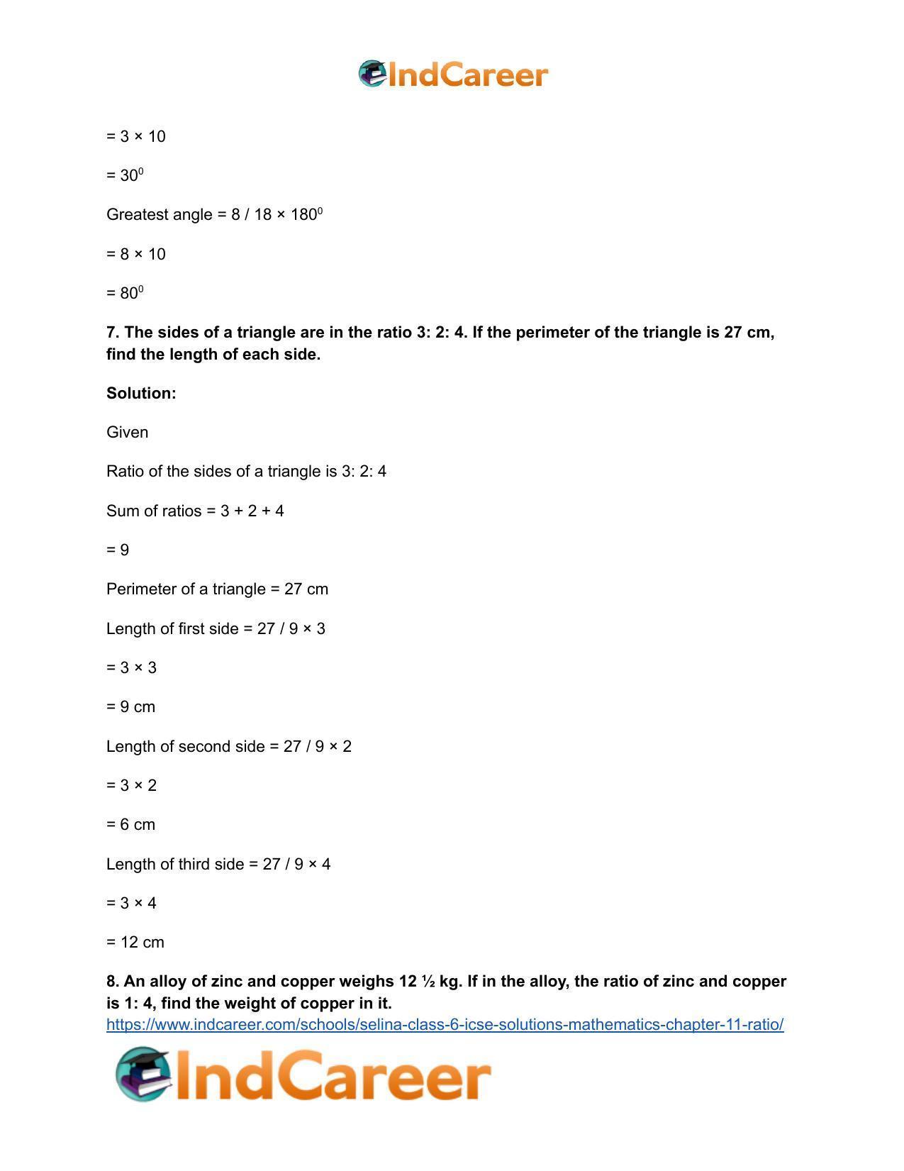 Selina Class 6 ICSE Solutions Mathematics : Chapter 11- Ratio - Page 31