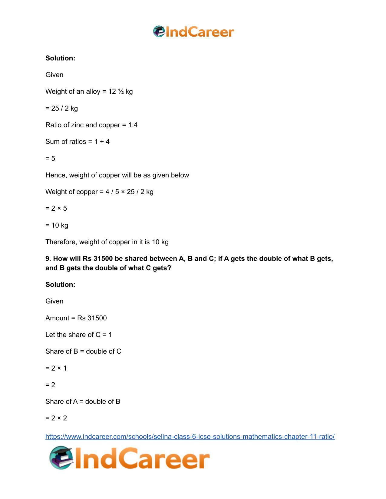 Selina Class 6 ICSE Solutions Mathematics : Chapter 11- Ratio - Page 32