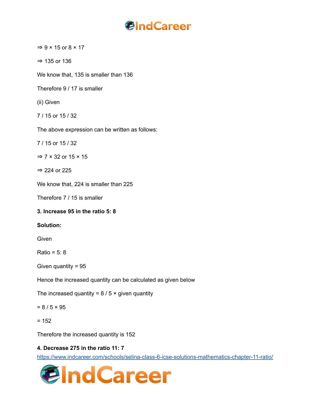 Selina Class 6 ICSE Solutions Mathematics : Chapter 11- Ratio - Page 36