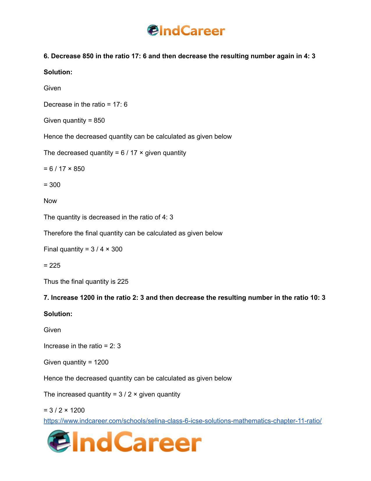 Selina Class 6 ICSE Solutions Mathematics : Chapter 11- Ratio - Page 38