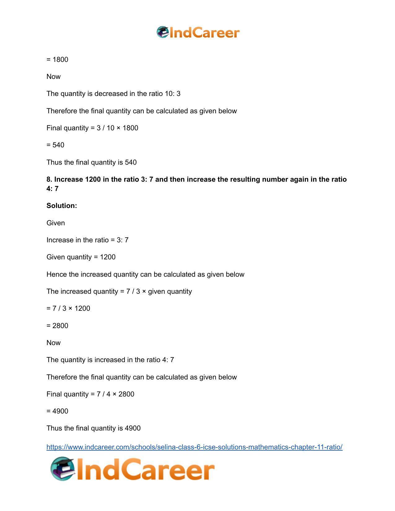 Selina Class 6 ICSE Solutions Mathematics : Chapter 11- Ratio - Page 39